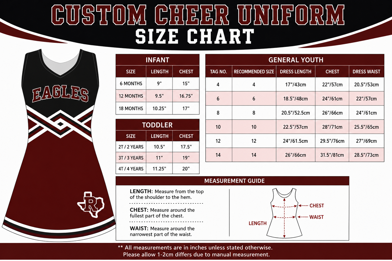 **Pre-Order** Roosevelt Eagle Cheer Uniform with Separate Shorts